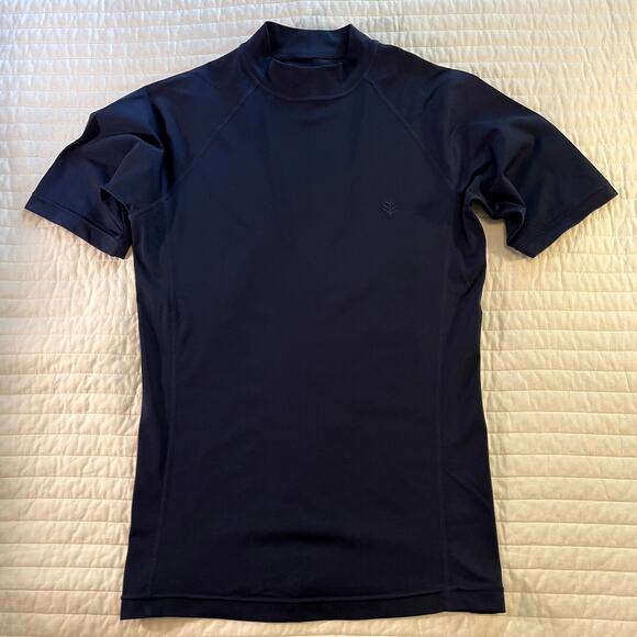 Coolibar Navy Mock Neck Swim Sun Shirt, size Small - Picture 1 of 6